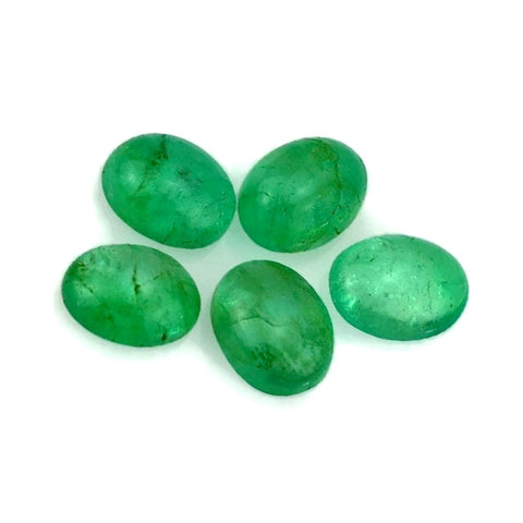 Natural emerald cabochon oval shape 8x6mm gemstone
