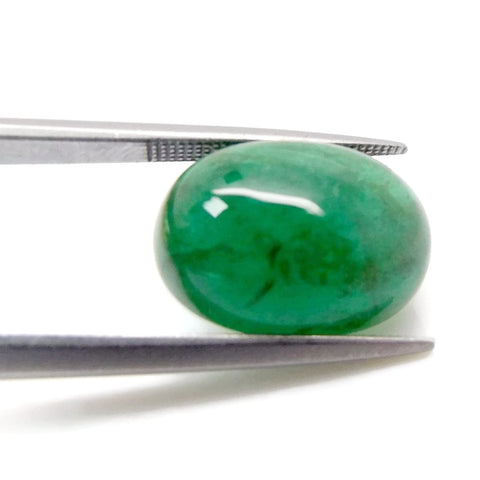 emerald cabochon oval shape 9x6mm genuine gemstone