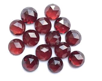garnet red round rose-cut cabochon 6mm loose gemstone