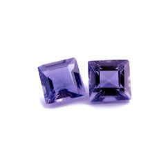 Natural iolite square cut 4mm gemstone from Brazil