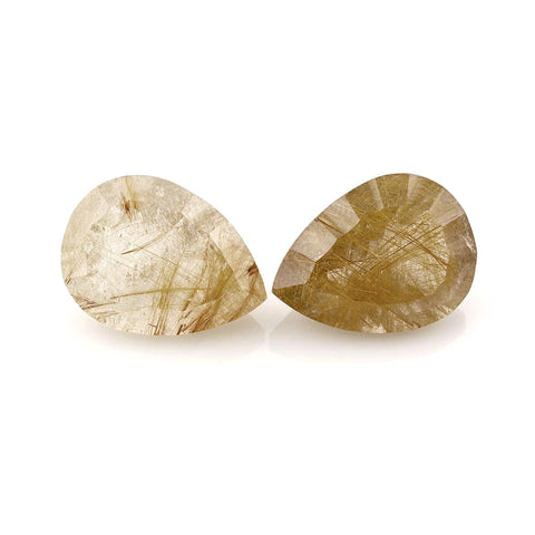 Natural golden rutile quartz pear concave cut gemstone 20x15mm