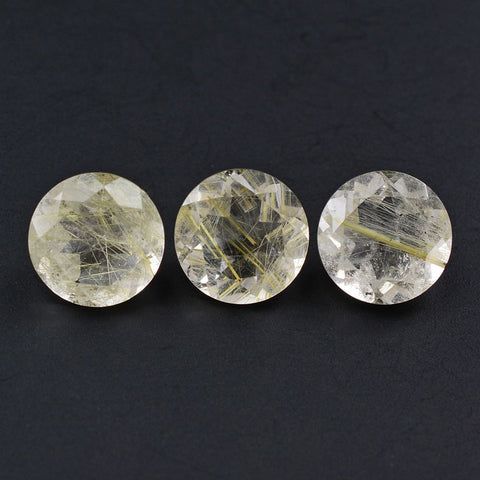Natural golden rutile quartz round cut 8mm gemstone
