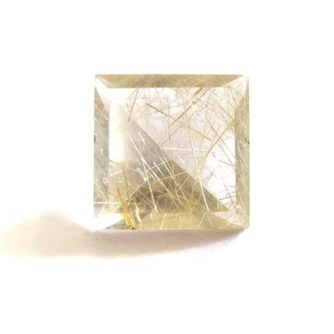 Natural untreated golden rutile quartz square mirror cut 10mm gemstone