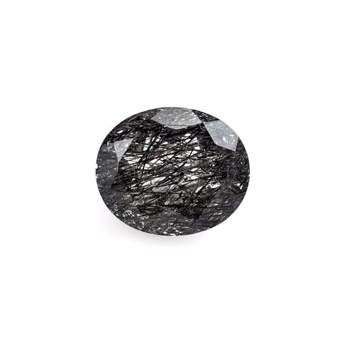 natural black rutile quartz oval 10x8mm cut gemstone