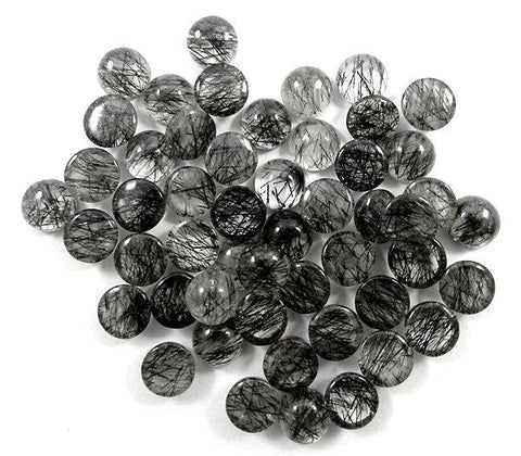 Black rutile quartz round cut cabochon 4mm loose gemstone