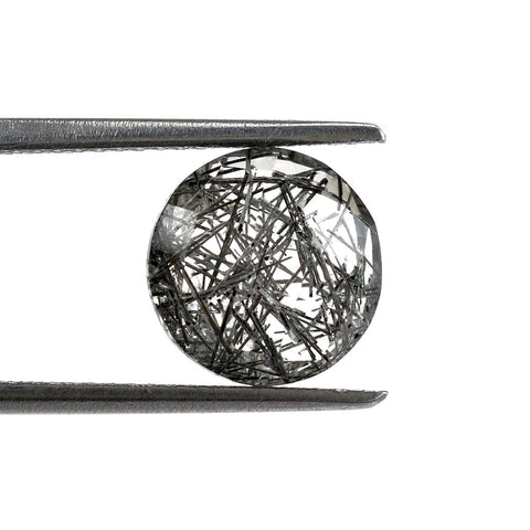 Black rutile quartz round cut cabochon 6mm loose gemstone