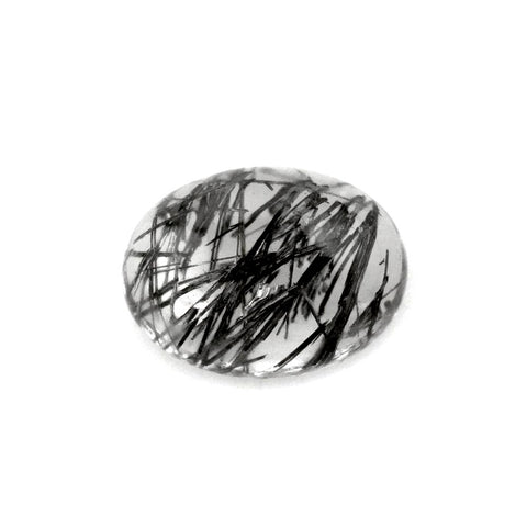 black rutile quartz oval cut cabochon 6x4mm gemstone