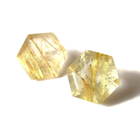 golden rutile quartz hexagon step-cut 6mm loose gemstone