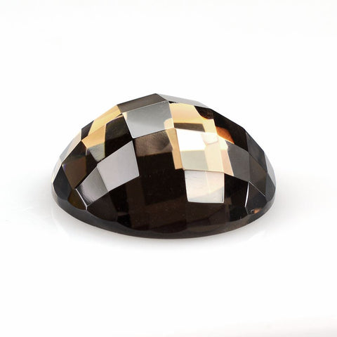 smoky quartz round checkerboard cabochon loose gemstone