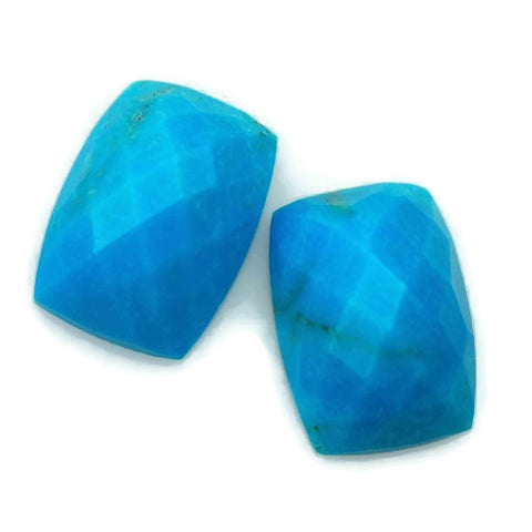Natural turquoise octagon cushion checkerboard cabochon