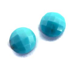 Turquoise cabochon round checkerboard cut 8mm gem